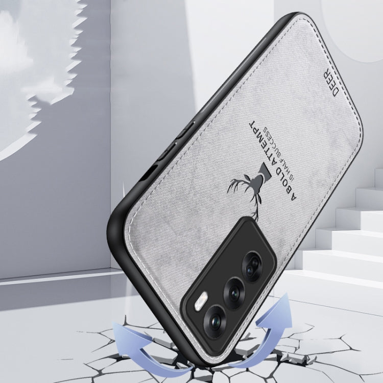 For OPPO Reno12 Global Deer Head Cloth Skin All-inclusive Phone Case