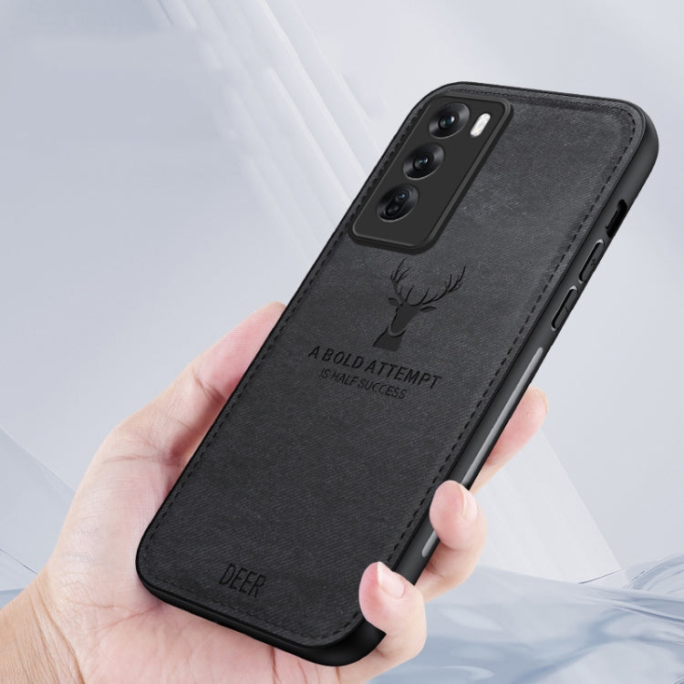 For OPPO Reno12 Global Deer Head Cloth Skin All-inclusive Phone Case