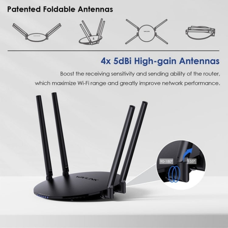 WAVLINK WN530G3 4x 5dBi Foldable Antenna AC1200 Dual Band Wireless Repeater Router, Plug:AU Plug