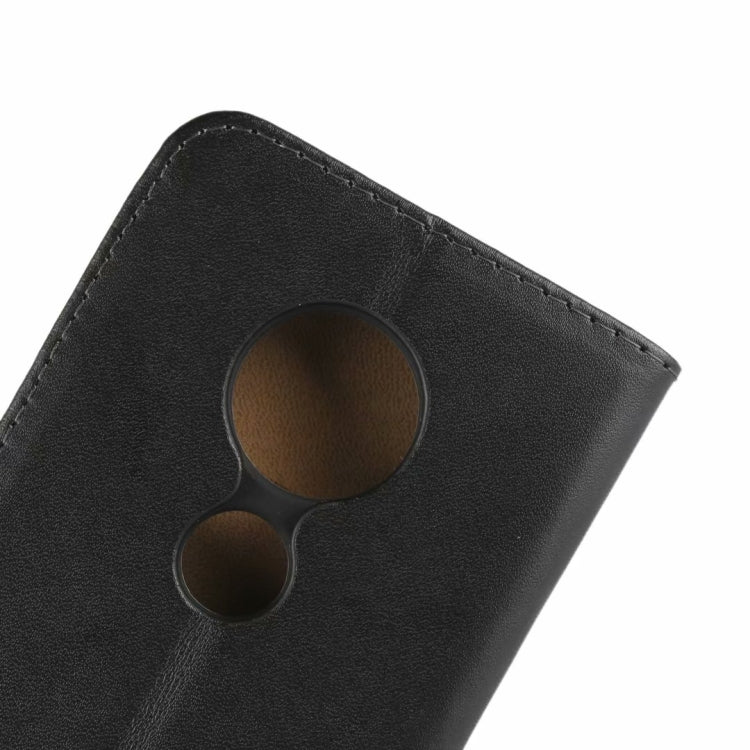 Leather Horizontal Flip Holster for Moto G7, with Magnetic Clasp and Bracket and Card Slot and Wallet(Black)