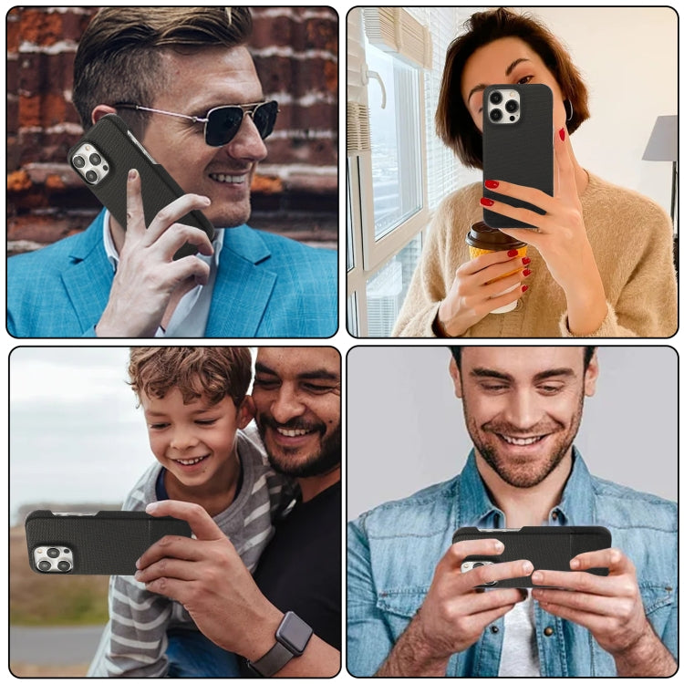 For iPhone 14 Stitching Cloth PU Shockproof Phone Case