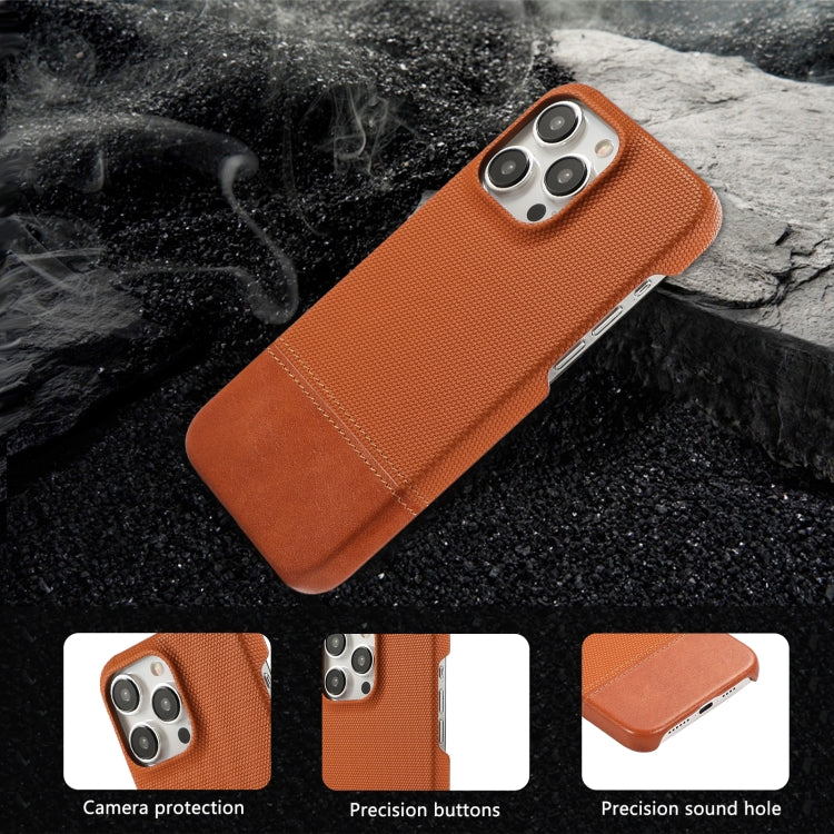 For iPhone 14 Stitching Cloth PU Shockproof Phone Case
