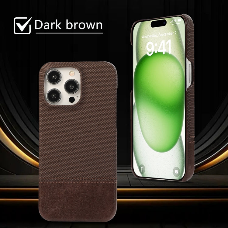 For iPhone 15 Stitching Cloth PU Shockproof Phone Case