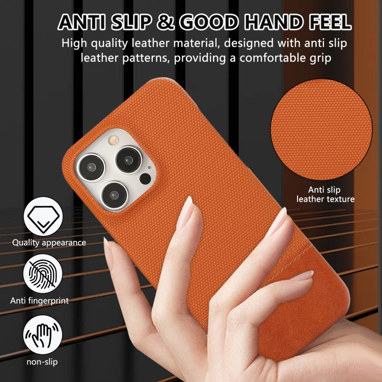 For iPhone 15 Stitching Cloth PU Shockproof Phone Case