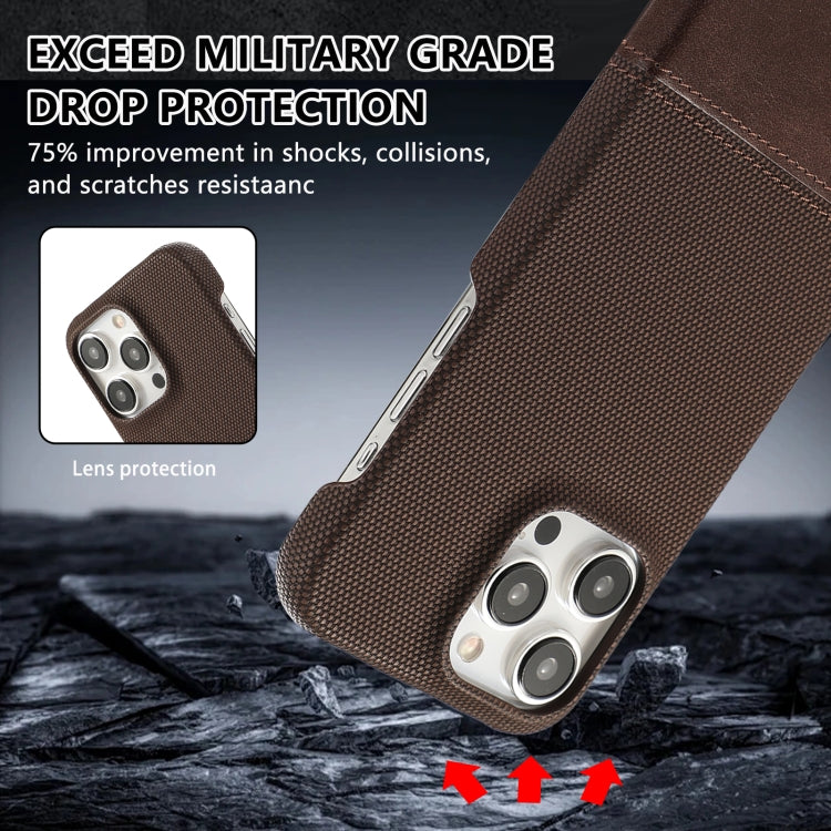 For iPhone 15 Pro Stitching Cloth PU Shockproof Phone Case