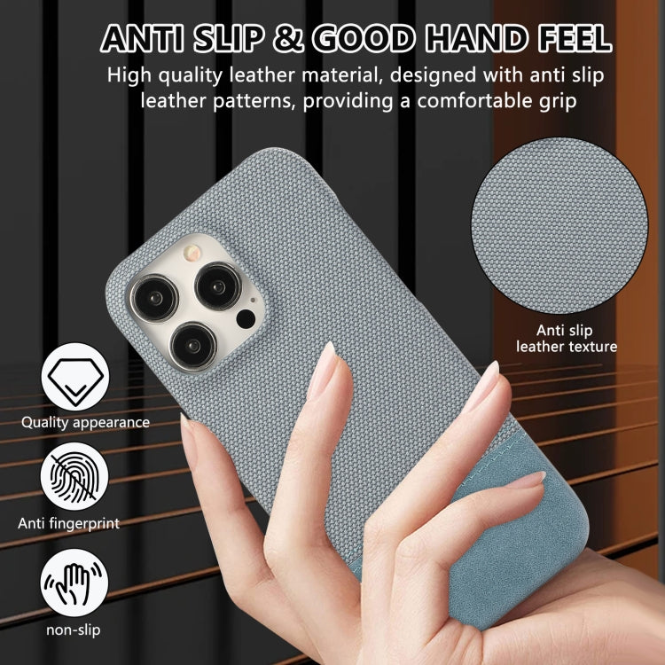 For iPhone 15 Pro Stitching Cloth PU Shockproof Phone Case