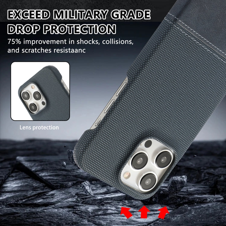 For iPhone 15 Pro Max Stitching Cloth PU Shockproof Phone Case