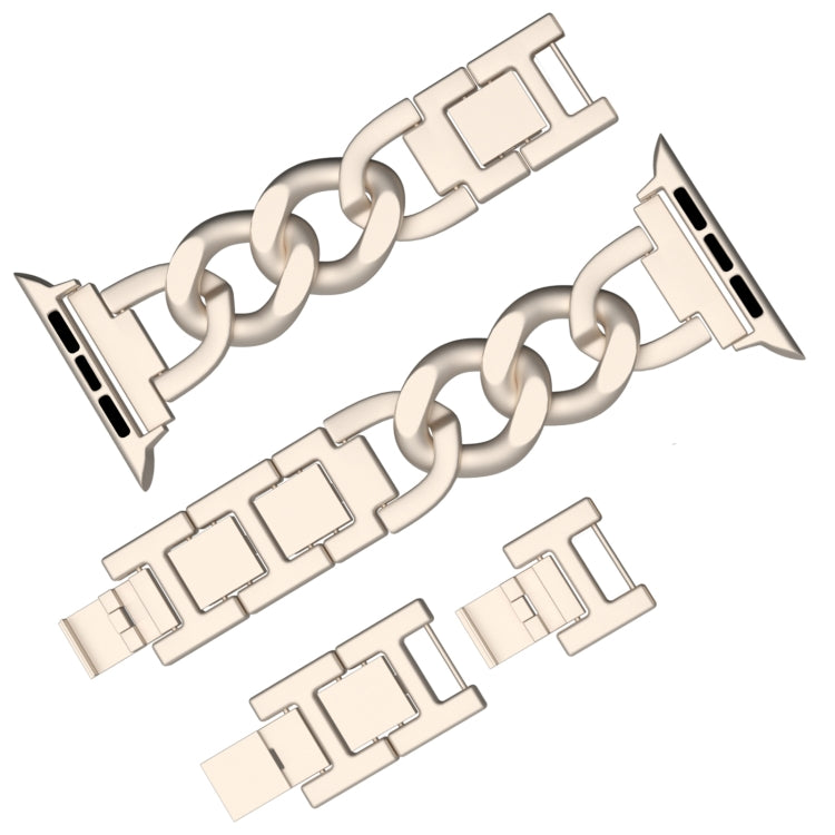 For Apple Watch Series 6 44mm Quick-Release Metal Chain Watch Band