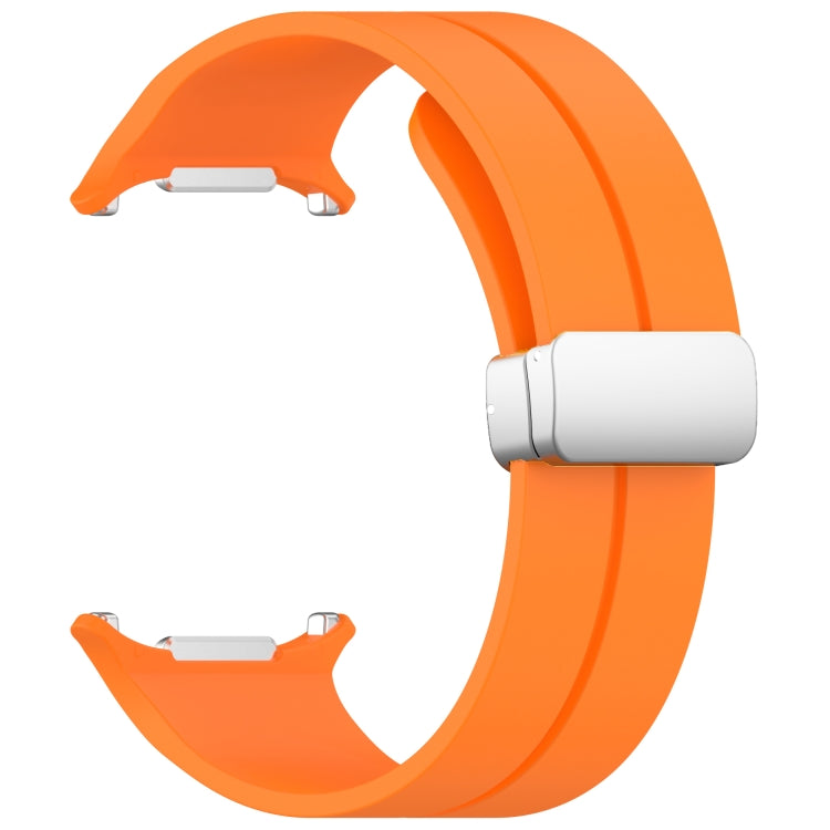 For Samsung Galaxy Watch Ultra 47mm / Ultra 2025 Groove Magnetic Folding Silver Buckle Silicone Watch Band