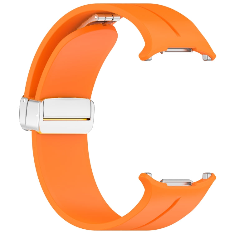 For Samsung Galaxy Watch Ultra 47mm / Ultra 2025 Groove Magnetic Folding Silver Buckle Silicone Watch Band
