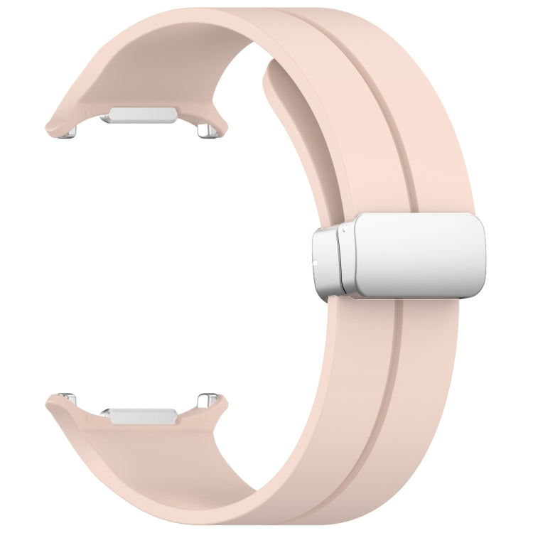 For Samsung Galaxy Watch Ultra 47mm / Ultra 2025 Groove Magnetic Folding Silver Buckle Silicone Watch Band