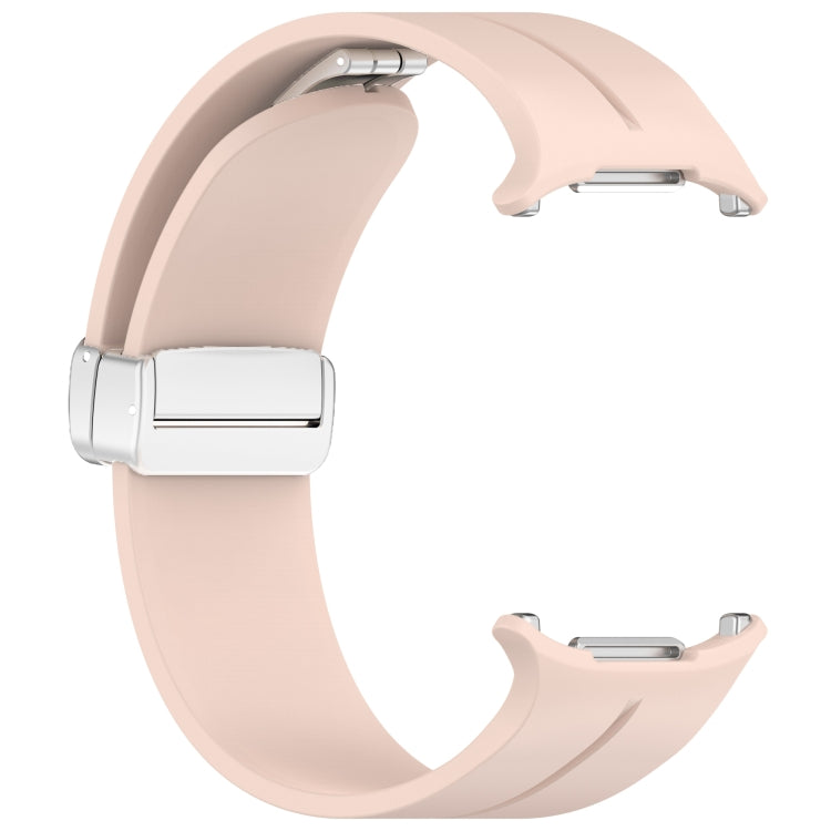 For Samsung Galaxy Watch Ultra 47mm / Ultra 2025 Groove Magnetic Folding Silver Buckle Silicone Watch Band
