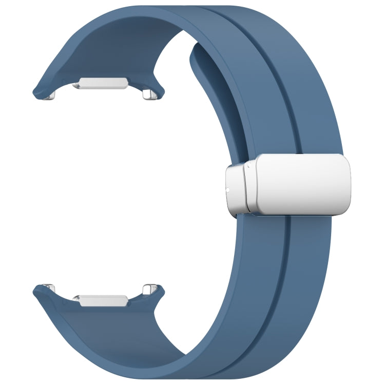 For Samsung Galaxy Watch Ultra 47mm / Ultra 2025 Groove Magnetic Folding Silver Buckle Silicone Watch Band