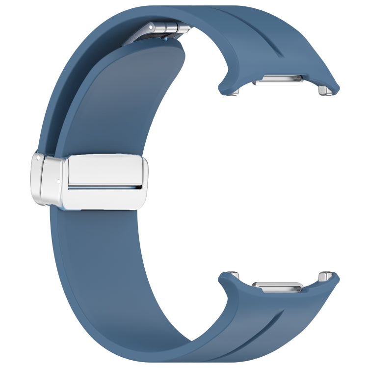 For Samsung Galaxy Watch Ultra 47mm / Ultra 2025 Groove Magnetic Folding Silver Buckle Silicone Watch Band