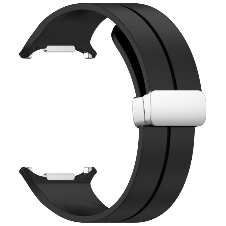 For Samsung Galaxy Watch Ultra 47mm / Ultra 2025 Groove Magnetic Folding Silver Buckle Silicone Watch Band