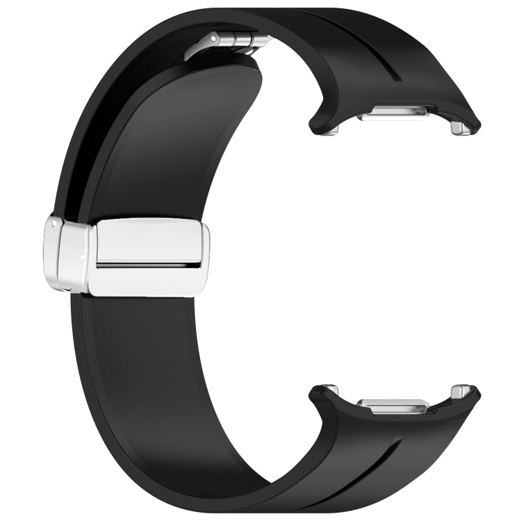 For Samsung Galaxy Watch Ultra 47mm / Ultra 2025 Groove Magnetic Folding Silver Buckle Silicone Watch Band