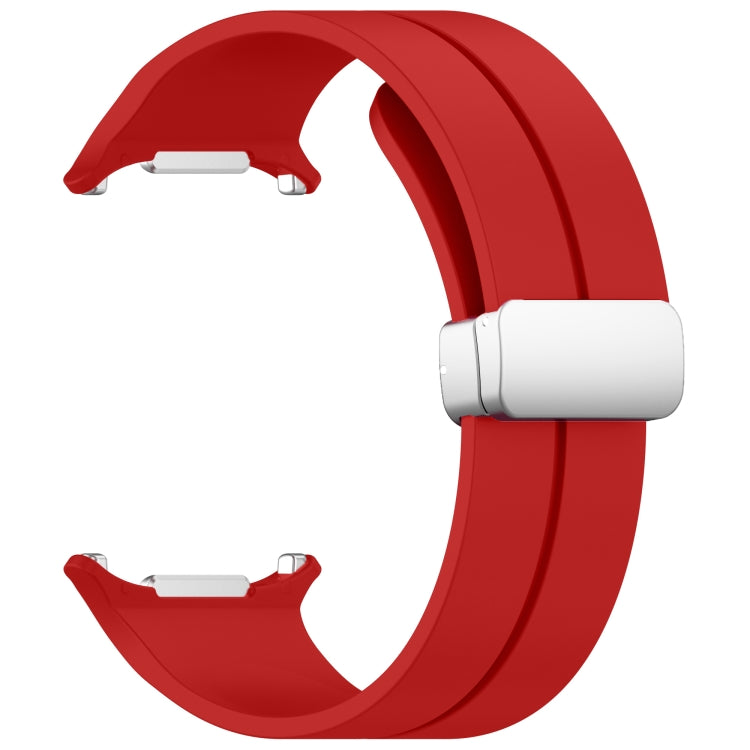 For Samsung Galaxy Watch Ultra 47mm / Ultra 2025 Groove Magnetic Folding Silver Buckle Silicone Watch Band