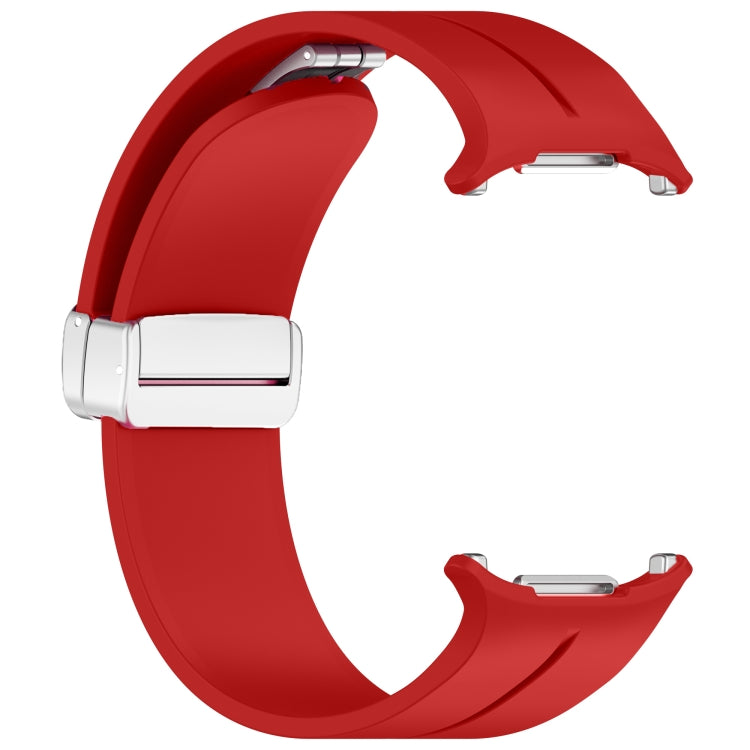 For Samsung Galaxy Watch Ultra 47mm / Ultra 2025 Groove Magnetic Folding Silver Buckle Silicone Watch Band