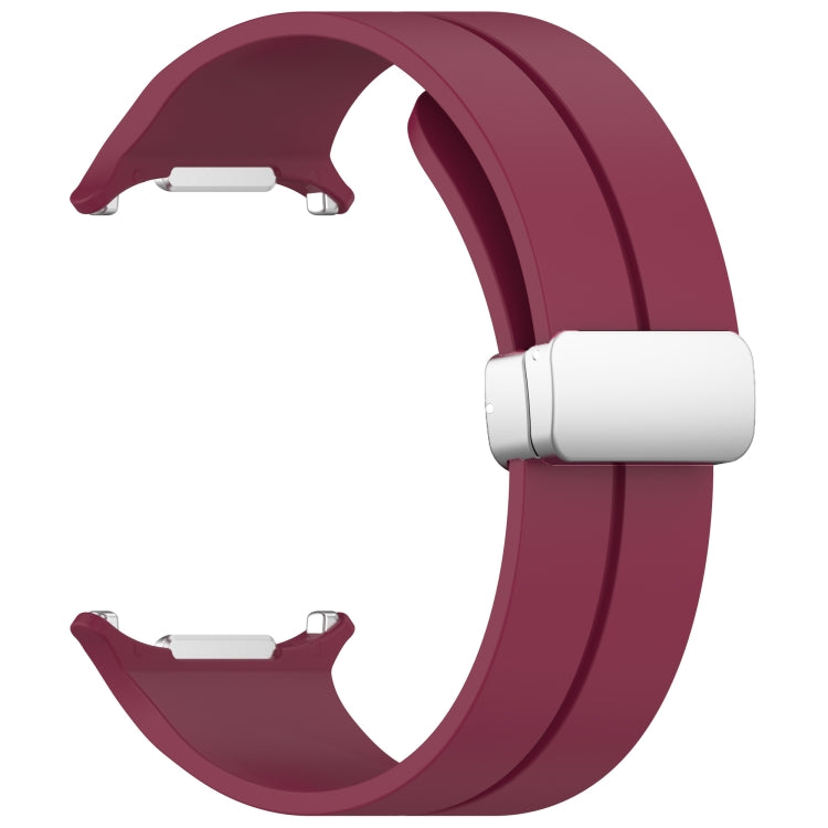 For Samsung Galaxy Watch Ultra 47mm / Ultra 2025 Groove Magnetic Folding Silver Buckle Silicone Watch Band