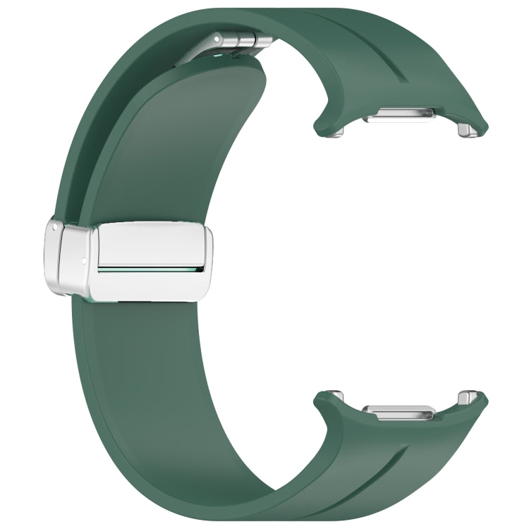For Samsung Galaxy Watch Ultra 47mm / Ultra 2025 Groove Magnetic Folding Silver Buckle Silicone Watch Band