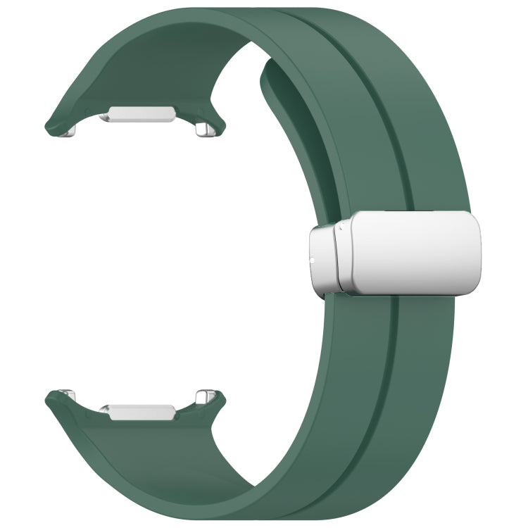 For Samsung Galaxy Watch Ultra 47mm / Ultra 2025 Groove Magnetic Folding Silver Buckle Silicone Watch Band