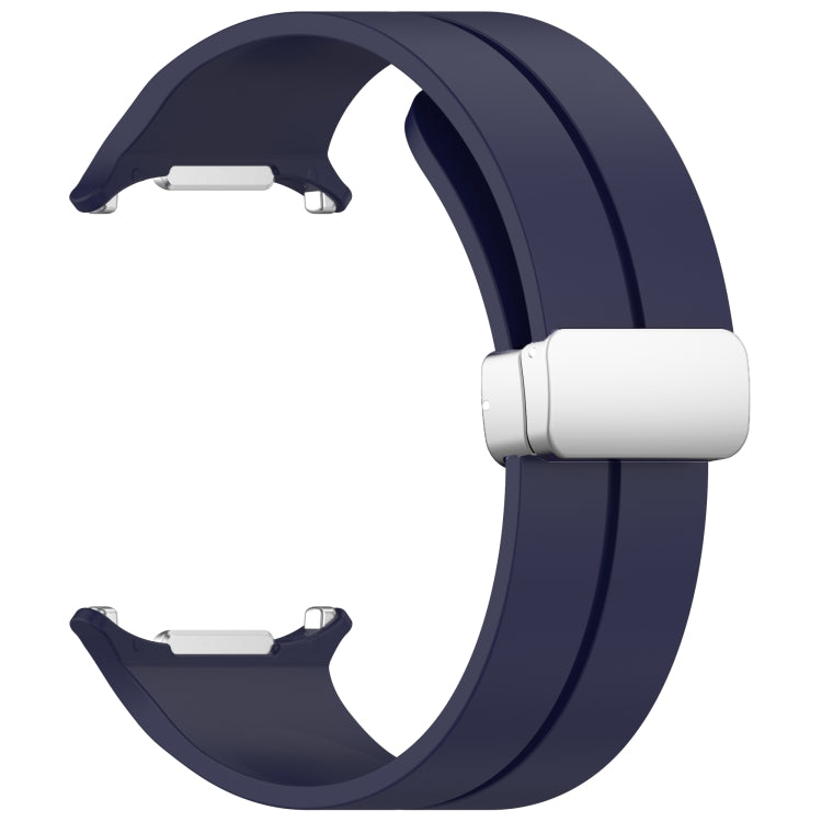 For Samsung Galaxy Watch Ultra 47mm / Ultra 2025 Groove Magnetic Folding Silver Buckle Silicone Watch Band