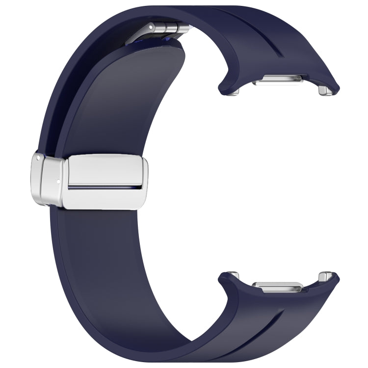 For Samsung Galaxy Watch Ultra 47mm / Ultra 2025 Groove Magnetic Folding Silver Buckle Silicone Watch Band