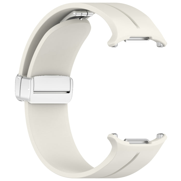 For Samsung Galaxy Watch Ultra 47mm / Ultra 2025 Groove Magnetic Folding Silver Buckle Silicone Watch Band