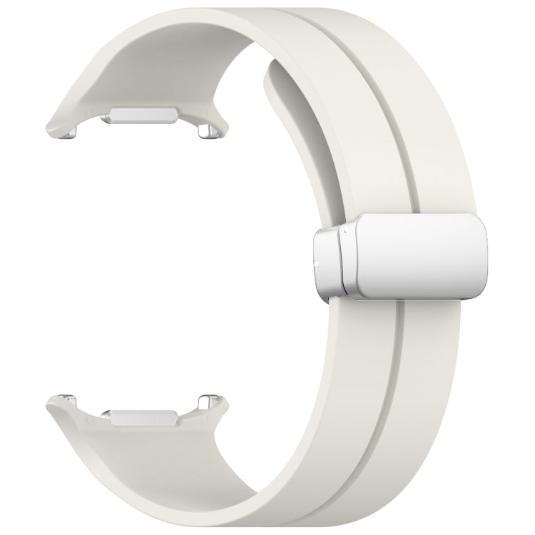 For Samsung Galaxy Watch Ultra 47mm / Ultra 2025 Groove Magnetic Folding Silver Buckle Silicone Watch Band
