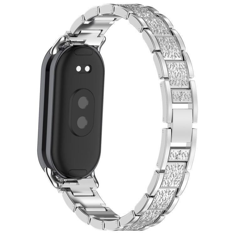 For Xiaomi Smart Band 9 / 9 NFC Diamond Three Beads Stainless Steel Metal Watch Band