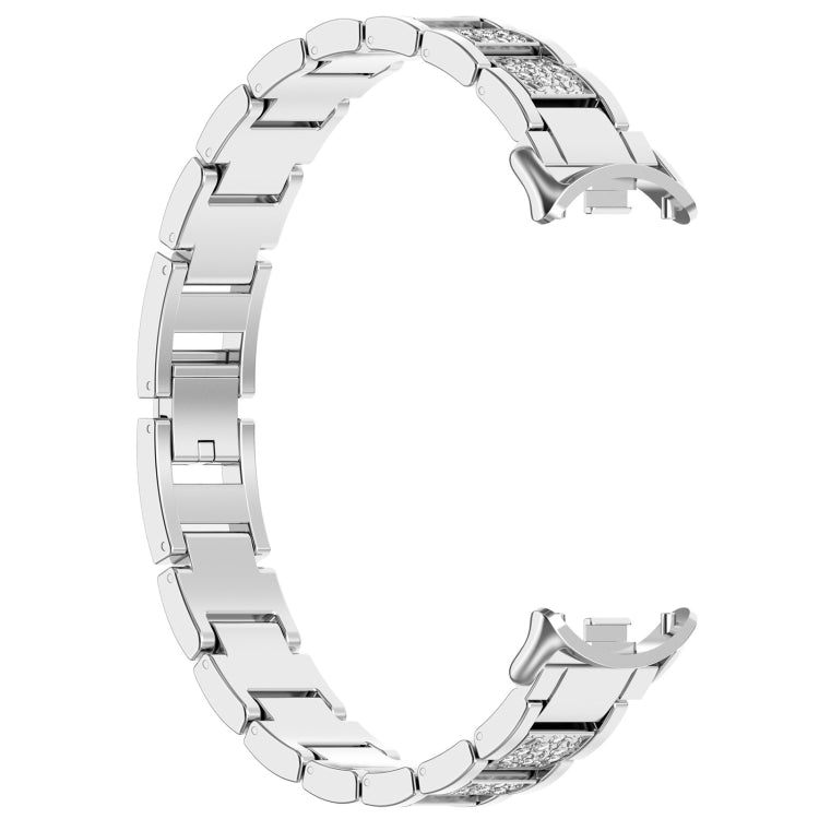 For Xiaomi Smart Band 9 / 9 NFC Diamond Three Beads Stainless Steel Metal Watch Band