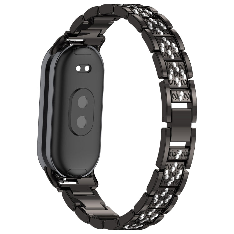 For Xiaomi Smart Band 9 / 9 NFC Diamond Three Beads Stainless Steel Metal Watch Band