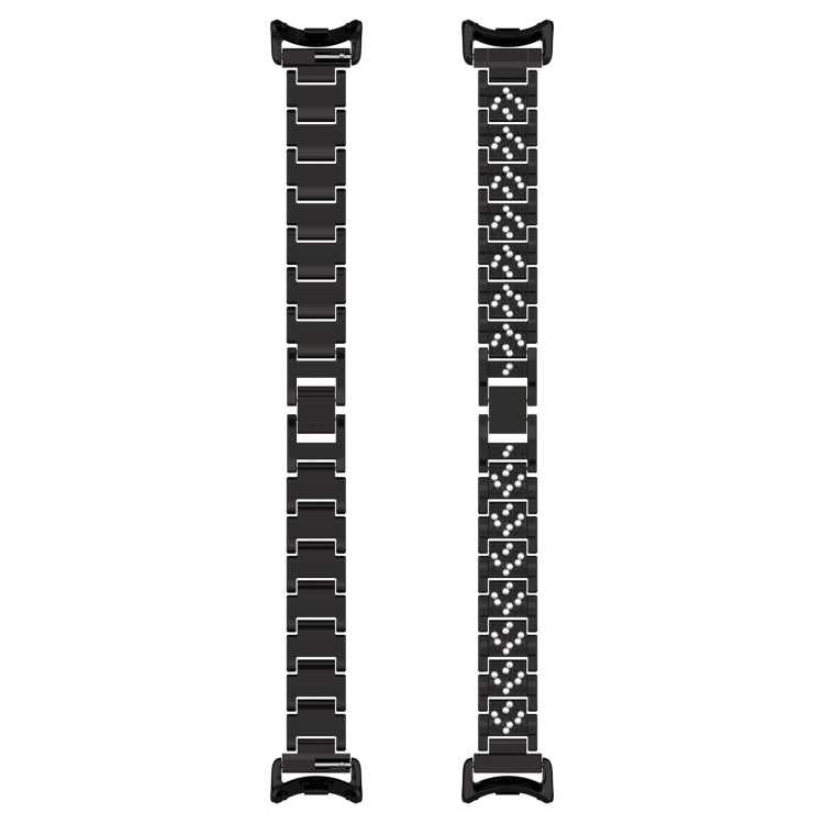 For Xiaomi Smart Band 9 / 9 NFC Diamond Three Beads Stainless Steel Metal Watch Band