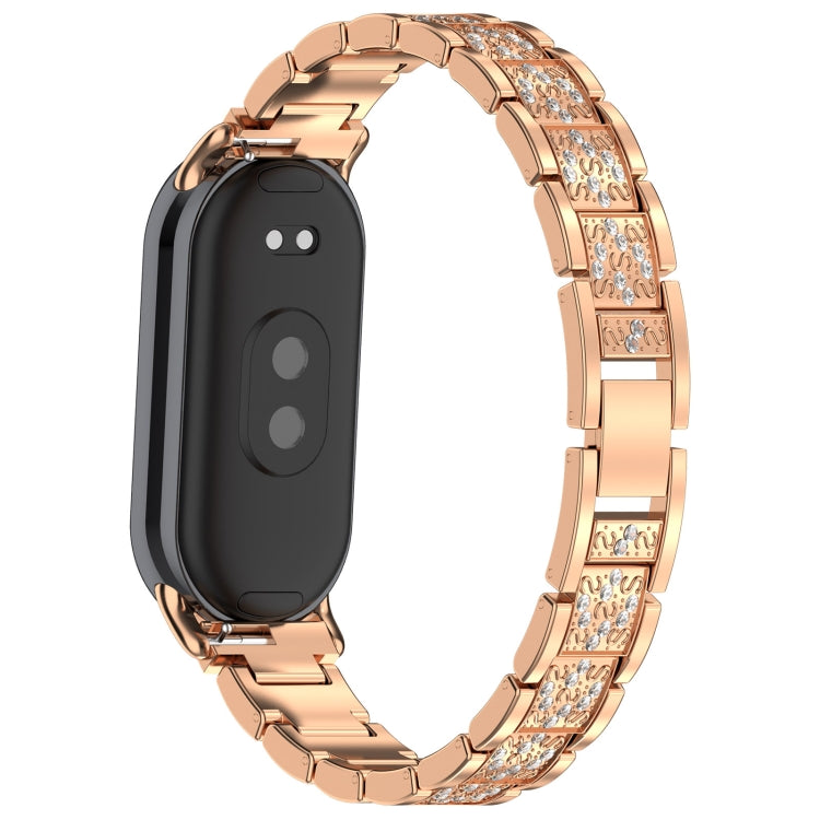 For Xiaomi Smart Band 9 / 9 NFC Diamond Three Beads Stainless Steel Metal Watch Band