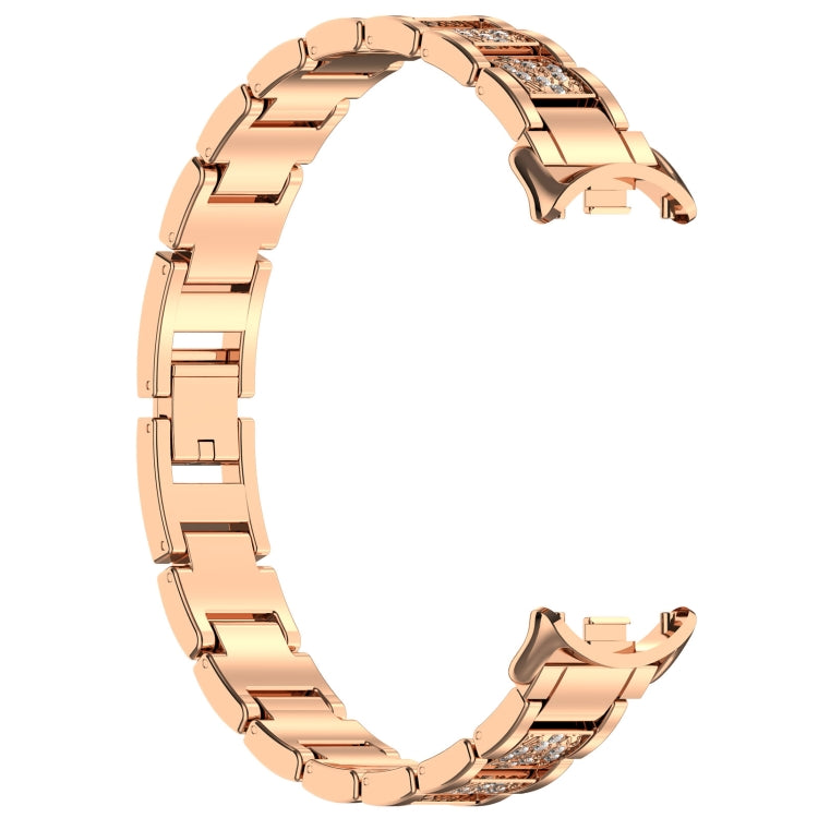For Xiaomi Smart Band 9 / 9 NFC Diamond Three Beads Stainless Steel Metal Watch Band