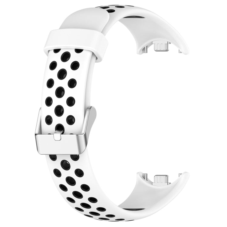 For Xiaomi Smart Band 10 / 9 / 8 Holes Style Metal Connector Two Color Silicone Watch Band