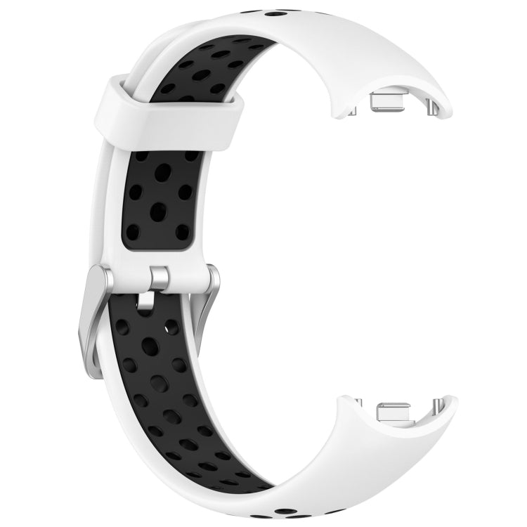 For Xiaomi Smart Band 10 / 9 / 8 Holes Style Metal Connector Two Color Silicone Watch Band