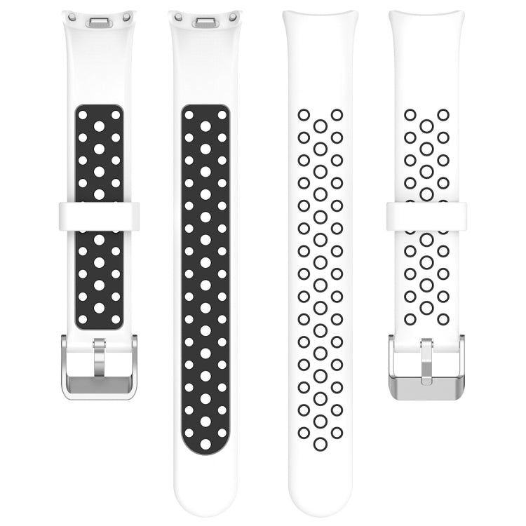 For Xiaomi Smart Band 10 / 9 / 8 Holes Style Metal Connector Two Color Silicone Watch Band