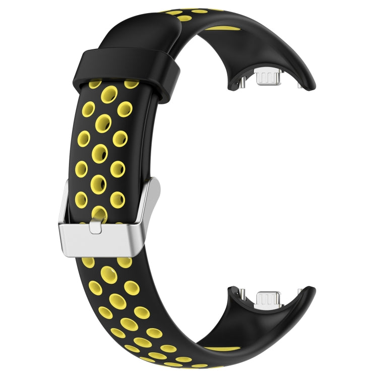 For Xiaomi Smart Band 10 / 9 / 8 Holes Style Metal Connector Two Color Silicone Watch Band