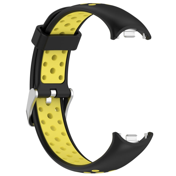 For Xiaomi Smart Band 10 / 9 / 8 Holes Style Metal Connector Two Color Silicone Watch Band