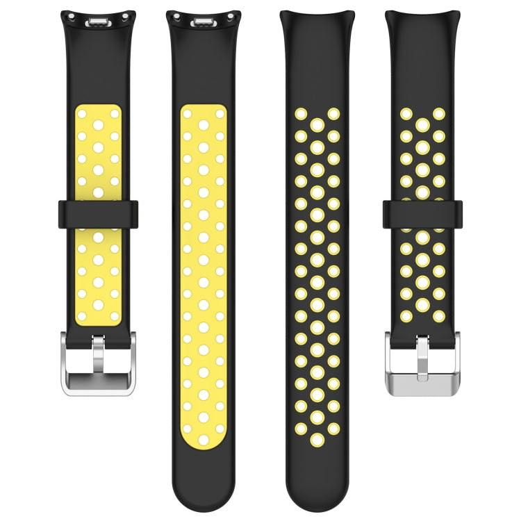 For Xiaomi Smart Band 10 / 9 / 8 Holes Style Metal Connector Two Color Silicone Watch Band