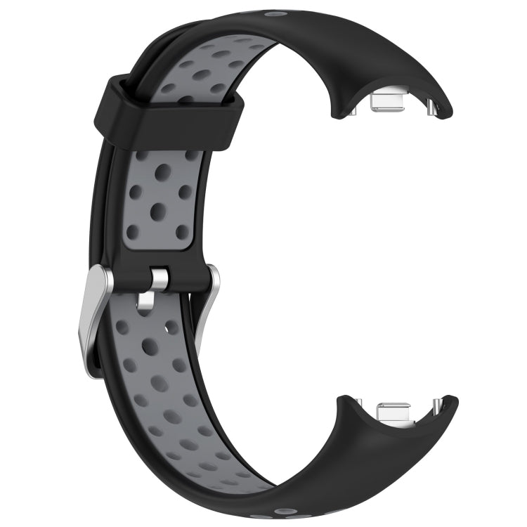 For Xiaomi Smart Band 10 / 9 / 8 Holes Style Metal Connector Two Color Silicone Watch Band