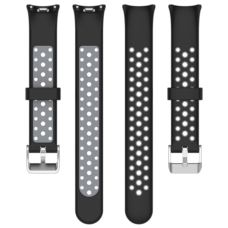 For Xiaomi Smart Band 10 / 9 / 8 Holes Style Metal Connector Two Color Silicone Watch Band
