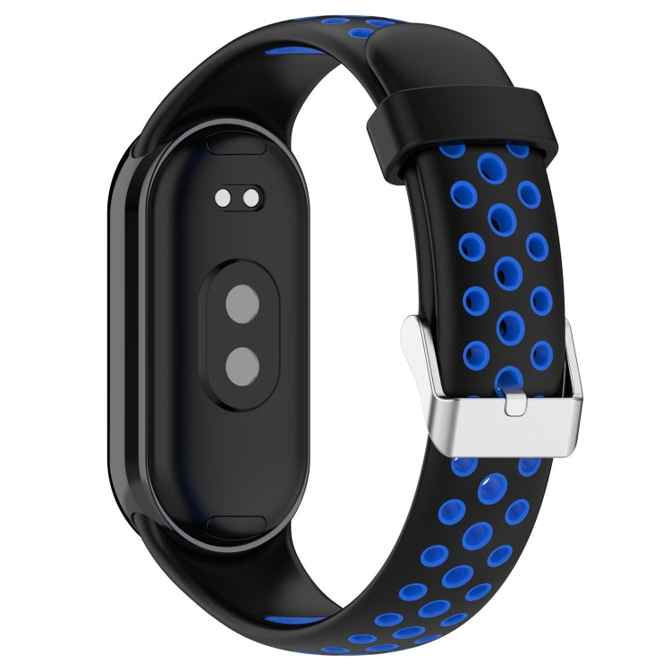 For Xiaomi Smart Band 10 / 9 / 8 Holes Style Metal Connector Two Color Silicone Watch Band