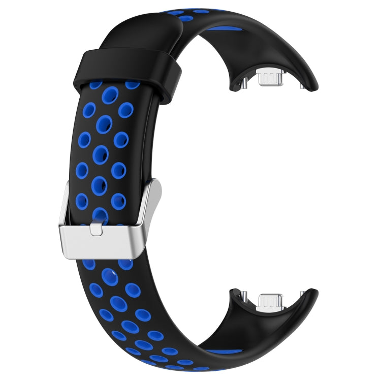 For Xiaomi Smart Band 10 / 9 / 8 Holes Style Metal Connector Two Color Silicone Watch Band