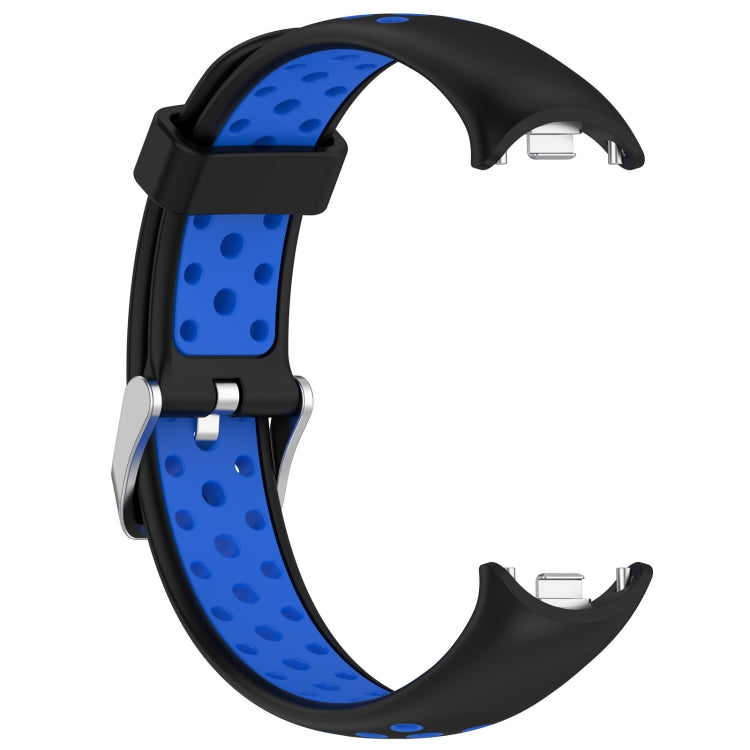 For Xiaomi Smart Band 10 / 9 / 8 Holes Style Metal Connector Two Color Silicone Watch Band