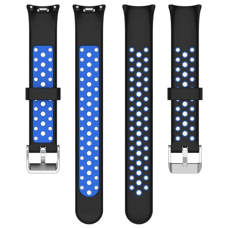 For Xiaomi Smart Band 10 / 9 / 8 Holes Style Metal Connector Two Color Silicone Watch Band