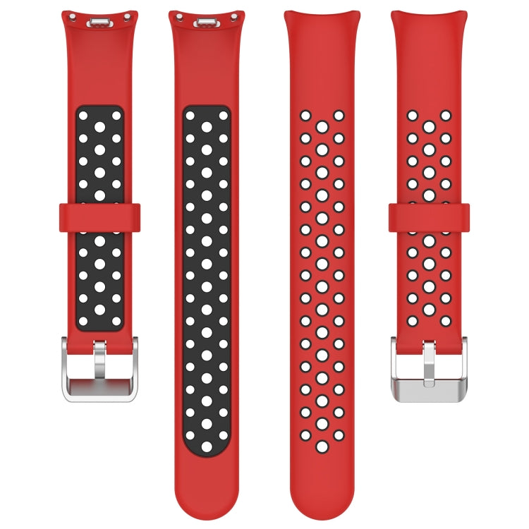 For Xiaomi Smart Band 10 / 9 / 8 Holes Style Metal Connector Two Color Silicone Watch Band