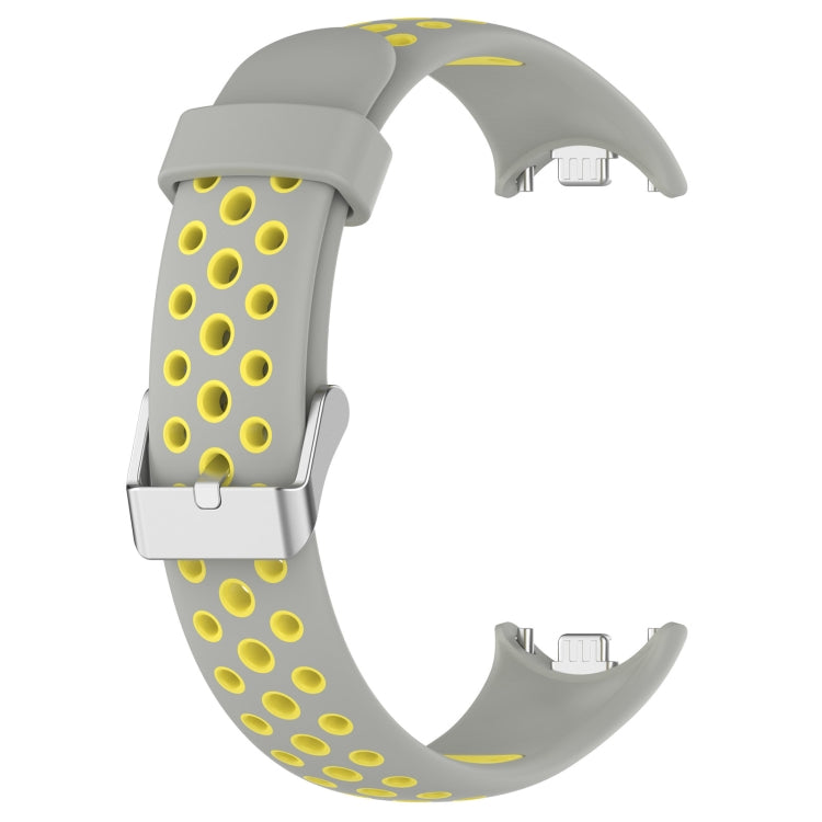For Xiaomi Smart Band 10 / 9 / 8 Holes Style Metal Connector Two Color Silicone Watch Band