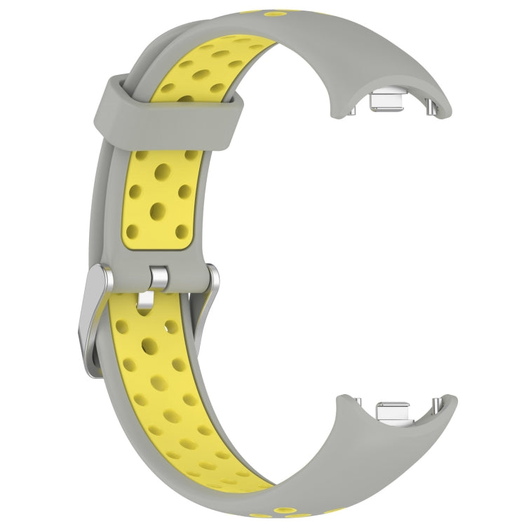 For Xiaomi Smart Band 10 / 9 / 8 Holes Style Metal Connector Two Color Silicone Watch Band
